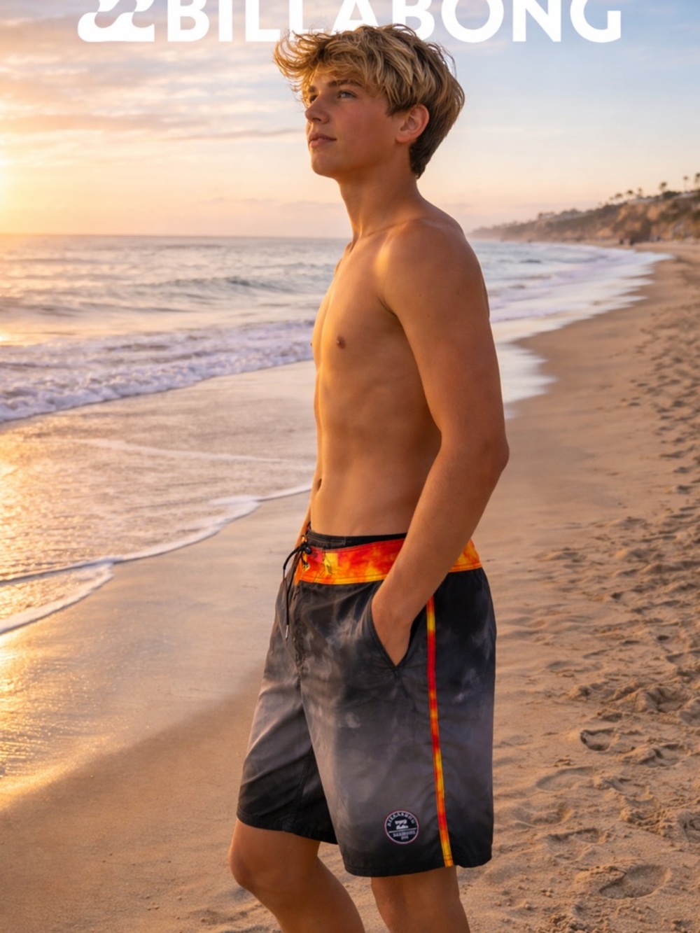 Billabong Phantom Board Shorts (Tie-Dye Waist / Black Base)